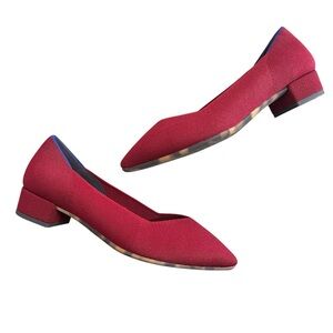 Rothy's Women's The High Point Heels Size 9.5 Autumn Red Block Heel Pointed Toe